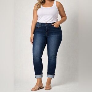 ANGELS Women’s Dark Wash Cuffed Skinny Jeans Size 14/32 Stretch